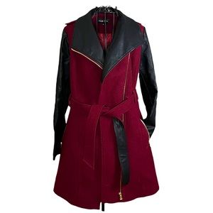 Black Rivet Medium Leather and Wool Jacket.